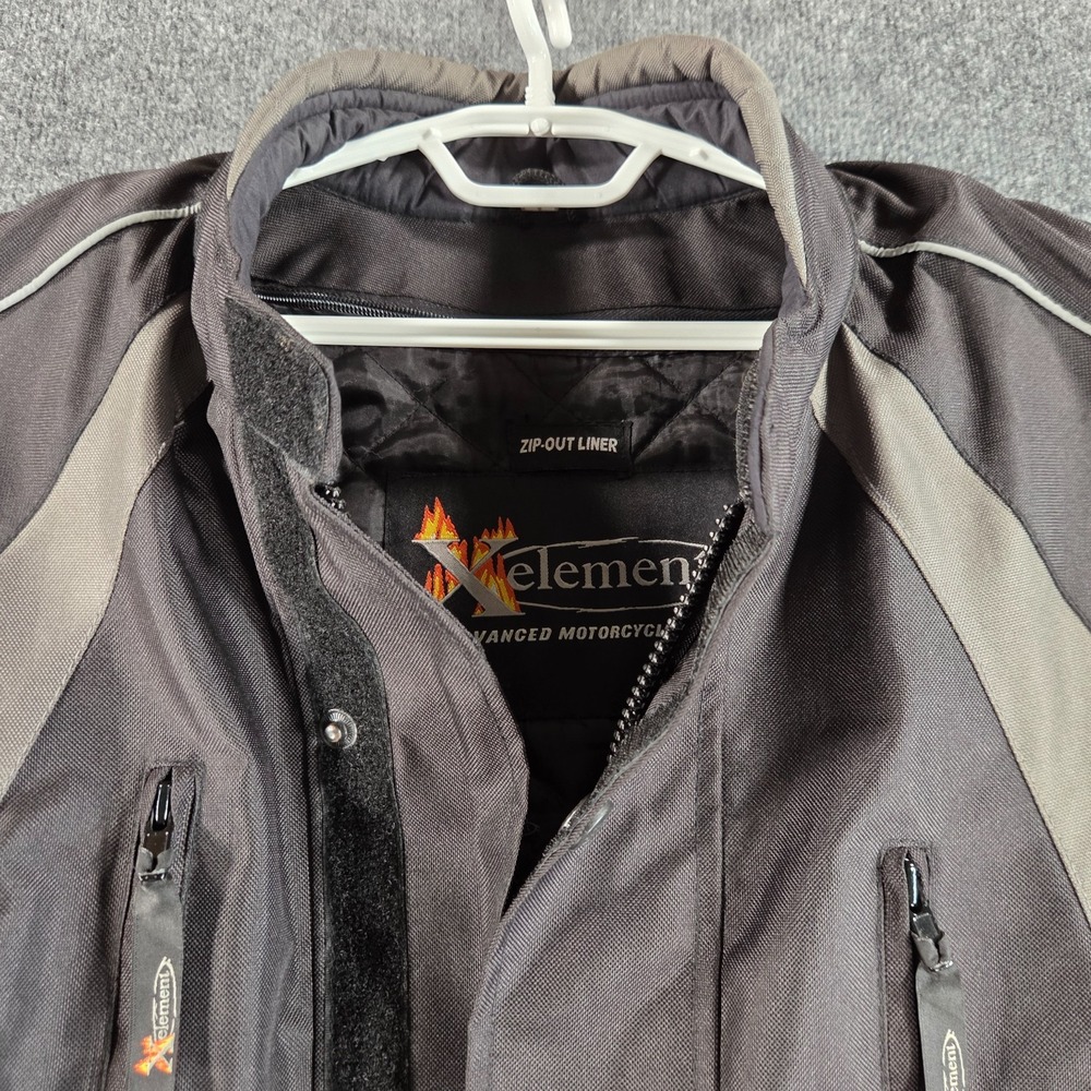 Xelement Mens XL Black Gray Motorcycle Jacket with Zip Out Liner